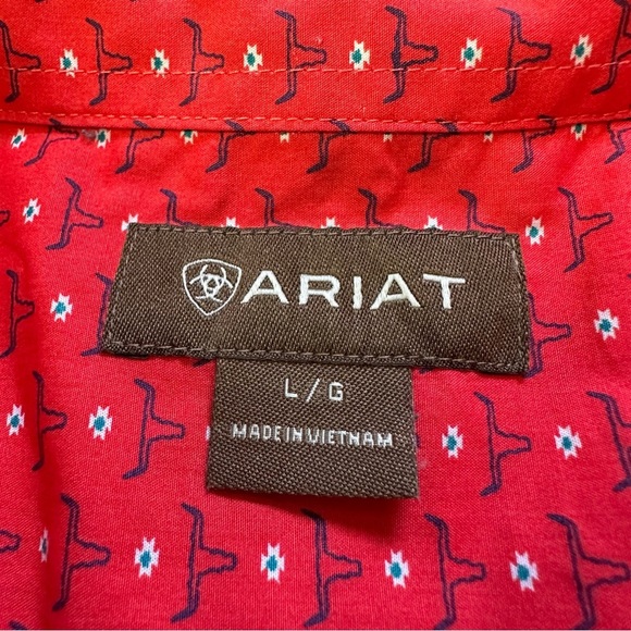 Mens Ariat Stanton Print Classic Fit Short Sleeve Shirt Button Up Size Large - Picture 9 of 10